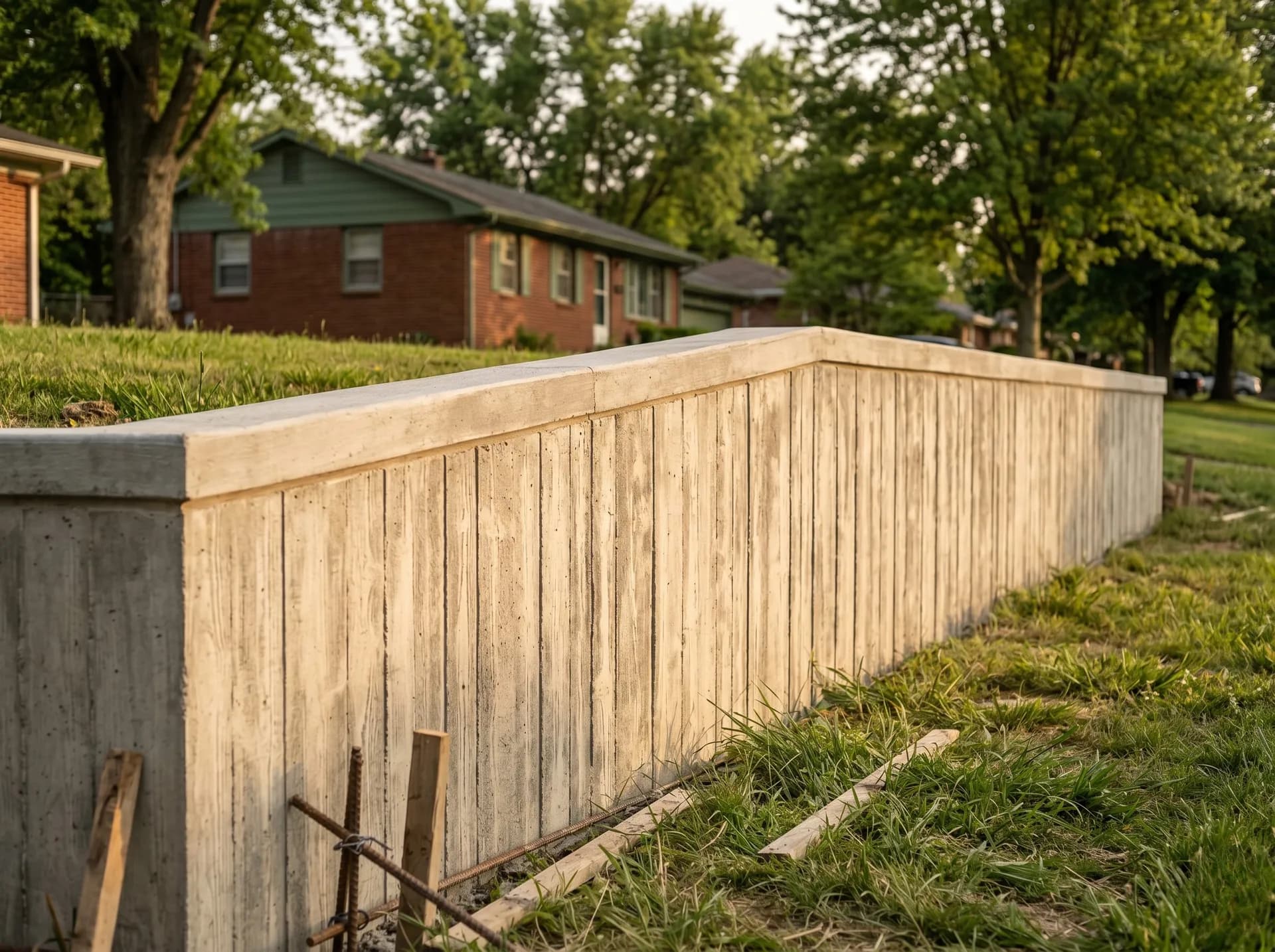 Board-form finish retaining wall, Vanderburgh County
